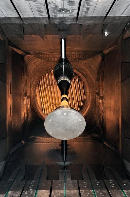 NASA image: MPCV Orion 7% Crew Module in (NTF) National Transonic Facility 