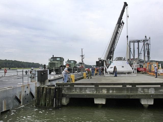 NASA image: The Orion Test Capsule Loaded on a Navy INLS "Improved Navy Ligh