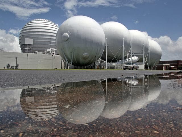 NASA image: Vacuum Spheres Outside of Building 1247 NASA LaRC