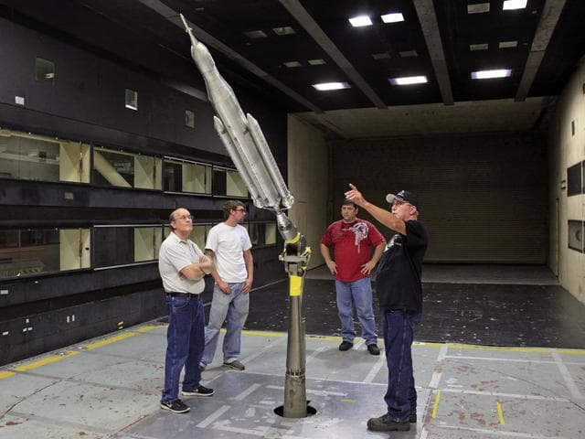 NASA image: Model of the Space Launch System for the Orion Space Capsule is 