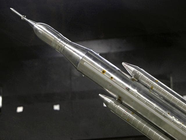 NASA image: Model of the Space Launch System for the Orion Space Capsule is 