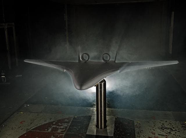 NASA image: Hybrid Wing Body Particle Image Velocimetry Test in LaRC 14x22 F