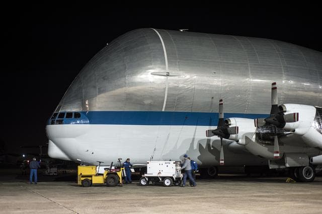 NASA image: Super Guppy arrival and (MBB) Multi-Bay Box Delivery ; Super Gup
