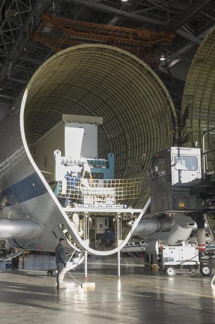 NASA image: Super Guppy arrival and (MBB) Multi-Bay Box Delivery ; Super Gup