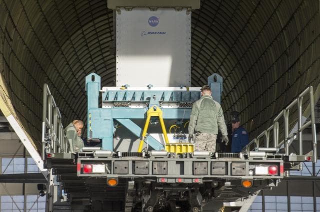 NASA image: Super Guppy arrival and (MBB) Multi-Bay Box Delivery ; Super Gup
