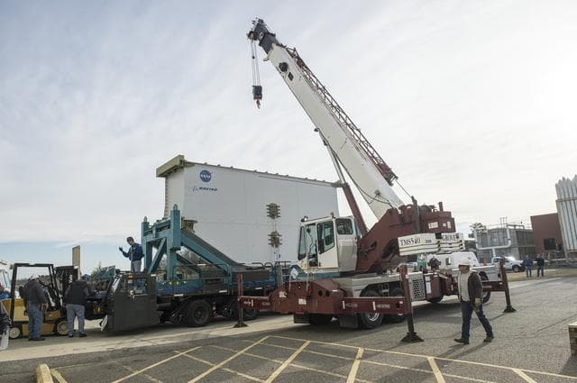 NASA image: Super Guppy arrival and (MBB) Multi-Bay Box Delivery ; Super Gup