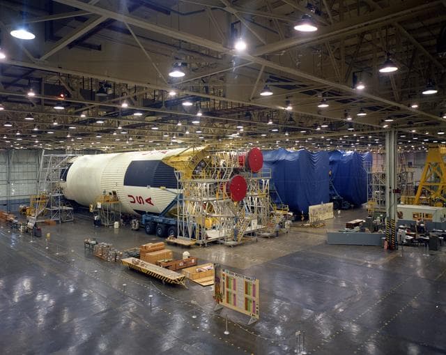 NASA image: Saturn V Boosters in Production at Michoud Assembly Facility