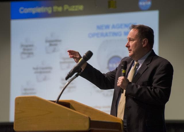 NASA image: Robert Lightfoot, NASA associate administrator, conducts a town hall meeting