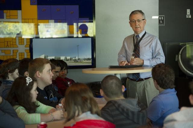 NASA image: David Brock speaking to students from the Tennessee School for the Blind