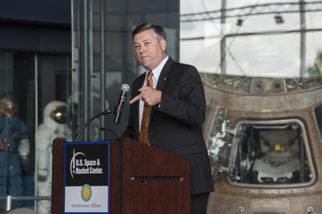 NASA image: Patrick Scheuermann addresses summer interns
