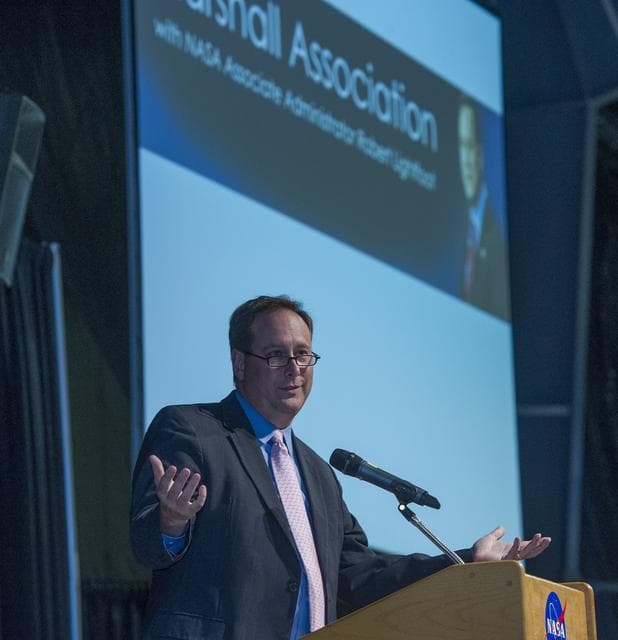 NASA image: Associate Administrator, Robert Lightfoot address the Marshall Association.