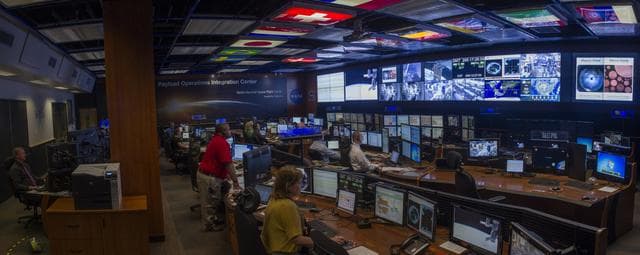 NASA image: Panoramic view of the Payload Operations Integration Center