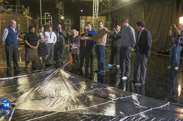NASA image: CHARLES BOLDEN BRIEFED BY ALEX SOBEY