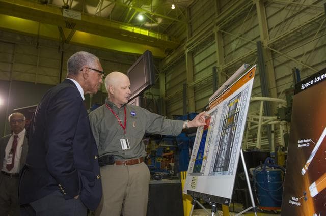 NASA image: CHARLES BOLDEN GETS SLS UPDATE FROM ANDY SCHORR