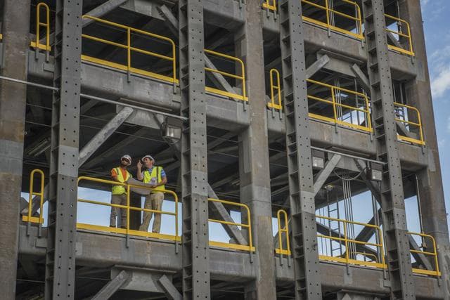 NASA image: NEARING THE END OF CONSTRUCTION ON THE LOX TEST STAND AT MSFC.