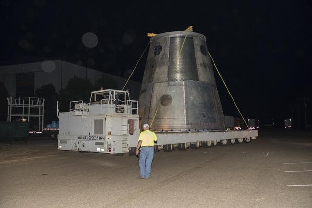 NASA image: LAUNCH VEHICLE STAGE ADAPTER MOVE TO TEST FACILITY