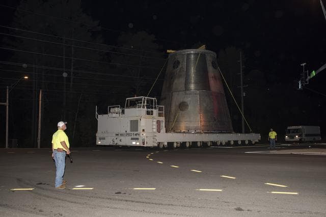 NASA image: LAUNCH VEHICLE STAGE ADAPTER MOVE TO TEST FACILITY