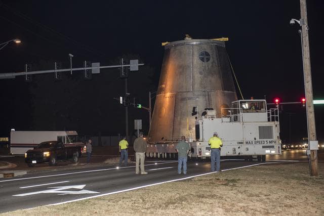 NASA image: LAUNCH VEHICLE STAGE ADAPTER MOVE TO TEST FACILITY