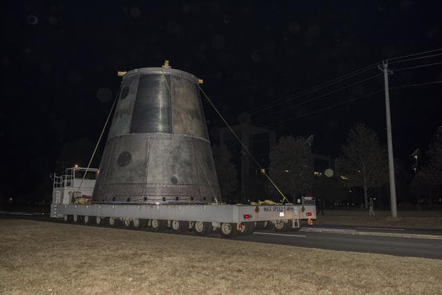 NASA image: LAUNCH VEHICLE STAGE ADAPTER MOVE TO TEST FACILITY