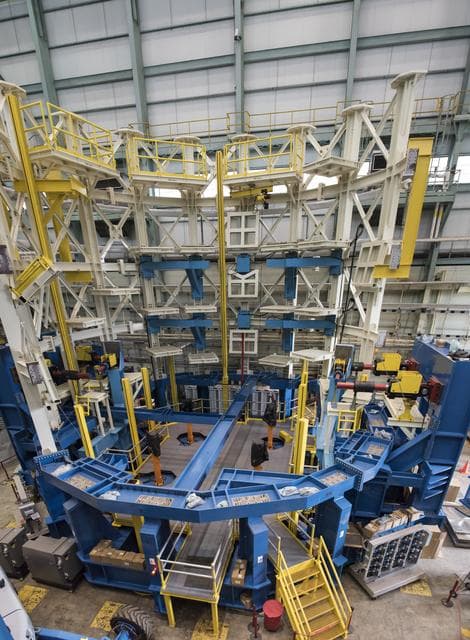 NASA image: Engine section test stand in building 4619 prior to test article