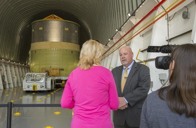 NASA image: John Honeucutt with SLS test article