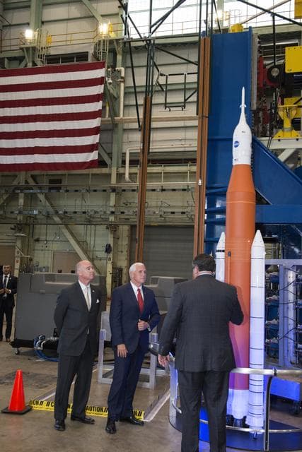NASA image: Marshall Center Director Todd May Briefs Vice President Mike Pence 