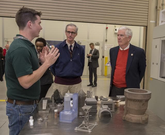NASA image: Congressman Mo Brooks views Orion Stage Adapter, (OSA), flight h