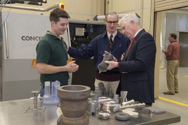NASA image: Congressman Mo Brooks views Orion Stage Adapter, (OSA), flight h
