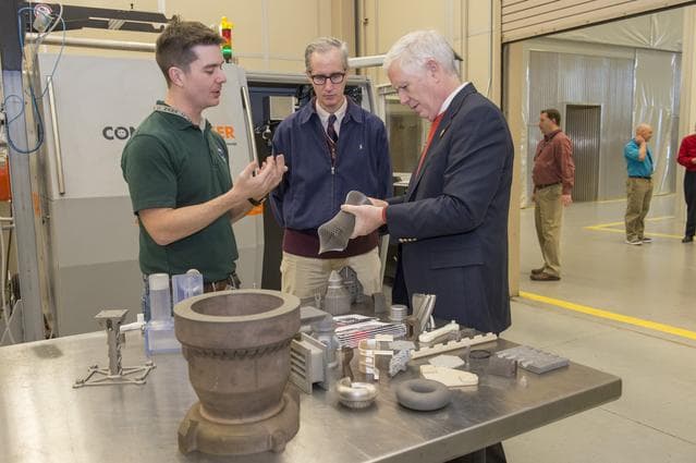 NASA image: Congressman Mo Brooks views Orion Stage Adapter, (OSA), flight h