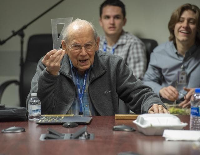 NASA image: Erich Engler Demonstrates Calculation Tools