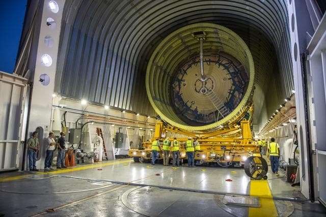 NASA image: LOX Tank Move From Barge Dock to Test Stand