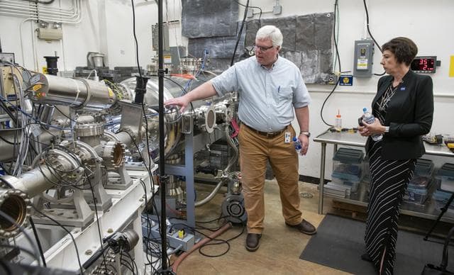 NASA image: Dr. Nicola Fox and Dr. James Spann Tour Marshall Space Flight Ce