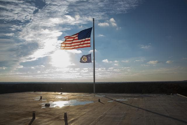 NASA image: U.S. Flag Retired from Marshall Building 4200 