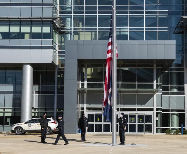 NASA image: NASA Marshall Raises Flag at New Headquarters Building