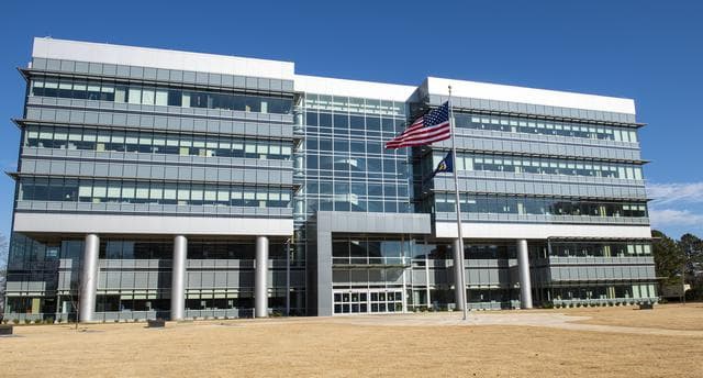 NASA image: NASA Marshall Raises Flag at New Headquarters Building