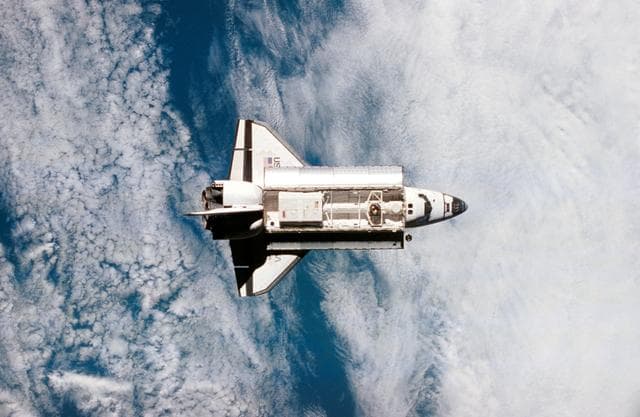 NASA image: View of the approaching space shuttle Atlantis