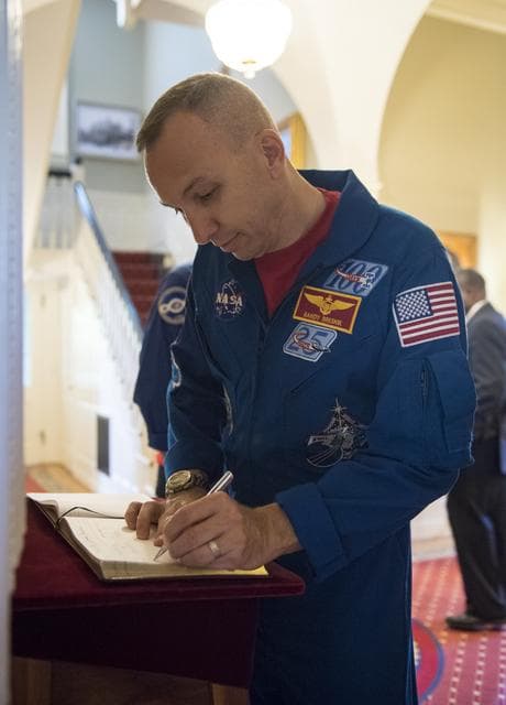 NASA image: Astronauts Randy Bresnik and Paolo Nespoli Visit Marine Corps Ba