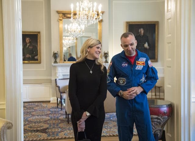 NASA image: Astronauts Randy Bresnik and Paolo Nespoli Visit Marine Corps Ba