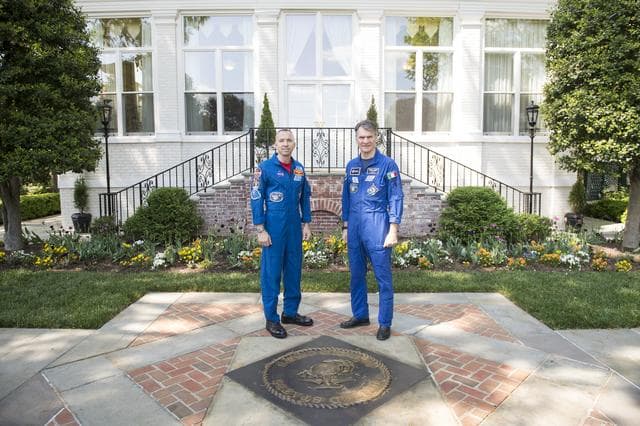 NASA image: Astronauts Randy Bresnik and Paolo Nespoli Visit Marine Corps Ba