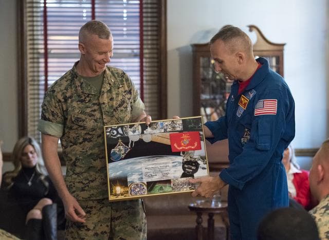 NASA image: Astronauts Randy Bresnik and Paolo Nespoli Visit Marine Corps Ba