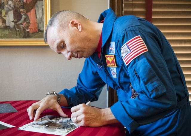 NASA image: Astronauts Randy Bresnik and Paolo Nespoli Visit Marine Corps Ba