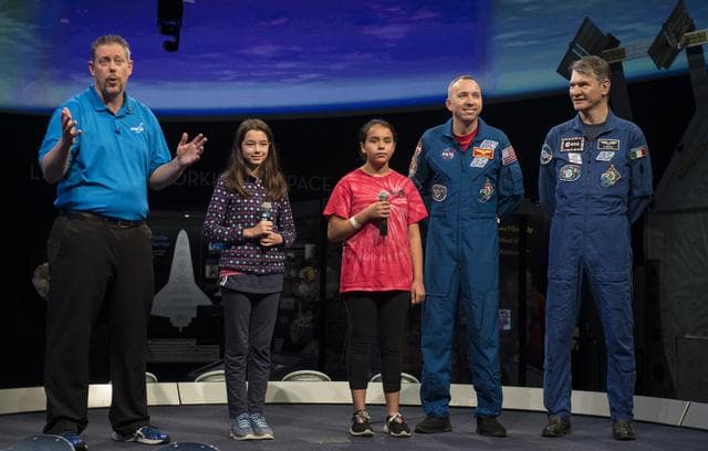 NASA image: Astronauts Bresnik and Nespoli at National Air and Space Museum