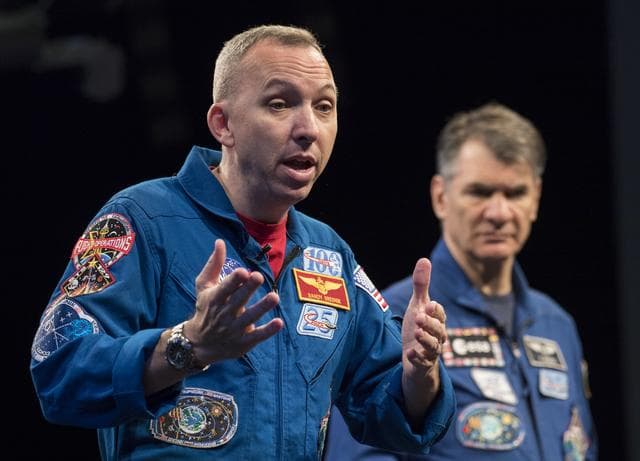 NASA image: Astronauts Bresnik and Nespoli at National Air and Space Museum