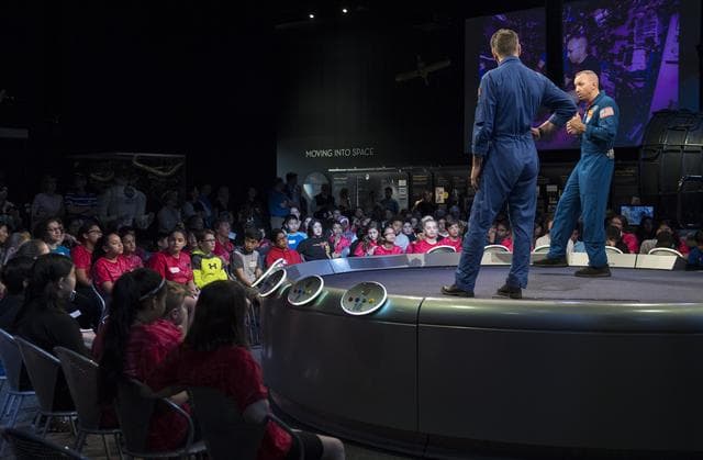 NASA image: Astronauts Bresnik and Nespoli at National Air and Space Museum