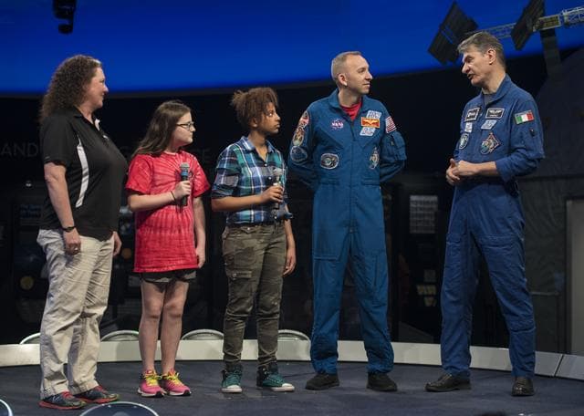 NASA image: Astronauts Bresnik and Nespoli at National Air and Space Museum