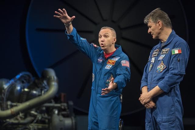 NASA image: Astronauts Bresnik and Nespoli at National Air and Space Museum