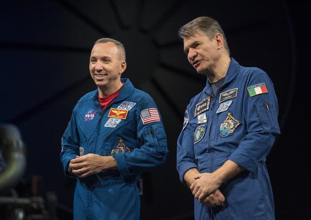 NASA image: Astronauts Bresnik and Nespoli at National Air and Space Museum