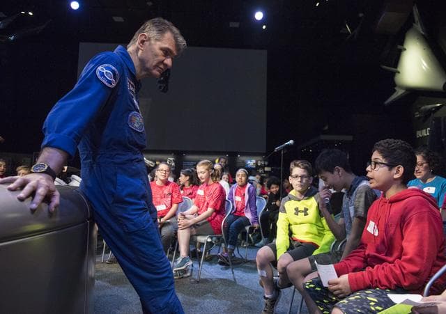 NASA image: Astronauts Bresnik and Nespoli at National Air and Space Museum