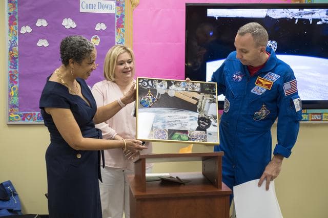 NASA image: Astronauts Bresnik and Nespoli at the Washington School for Girl