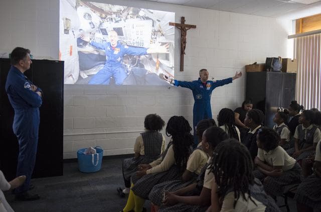 NASA image: Astronauts Bresnik and Nespoli at the Washington School for Girl